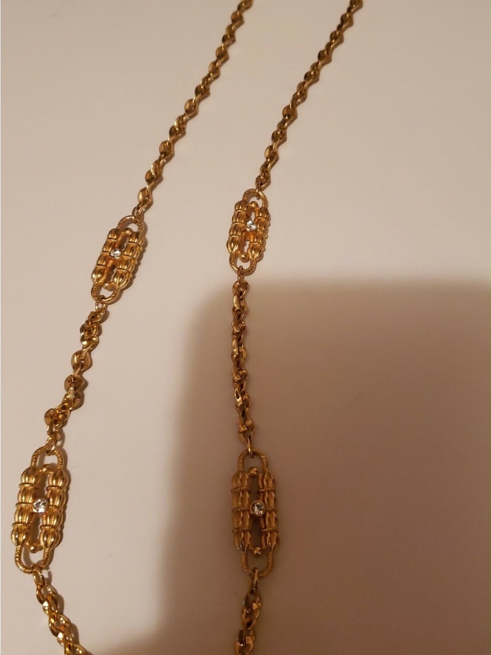 Gold Link Necklace with Decorative Accents - Women Jewelry